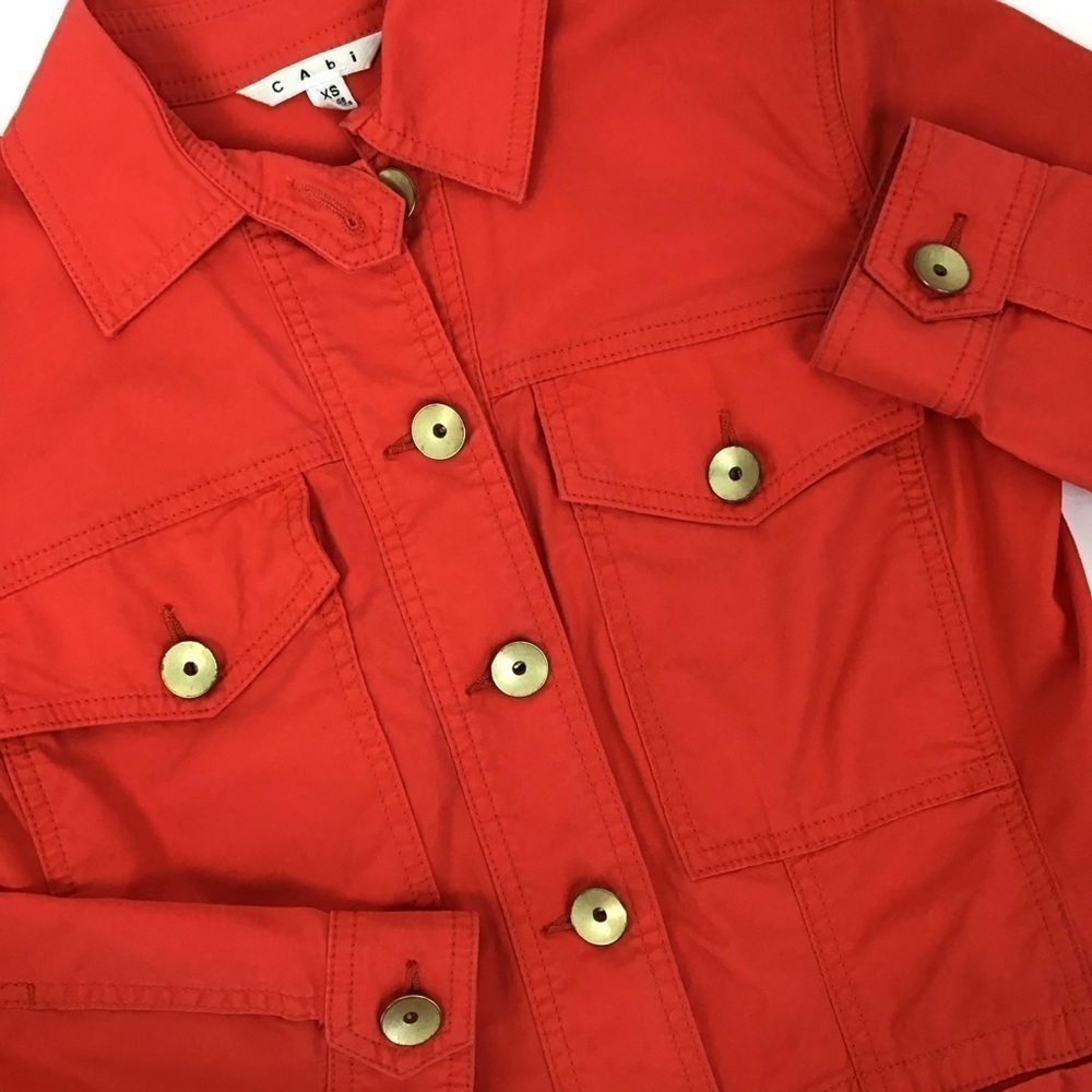CAbi Taylor Coral Ruffle Back Jacket l XS